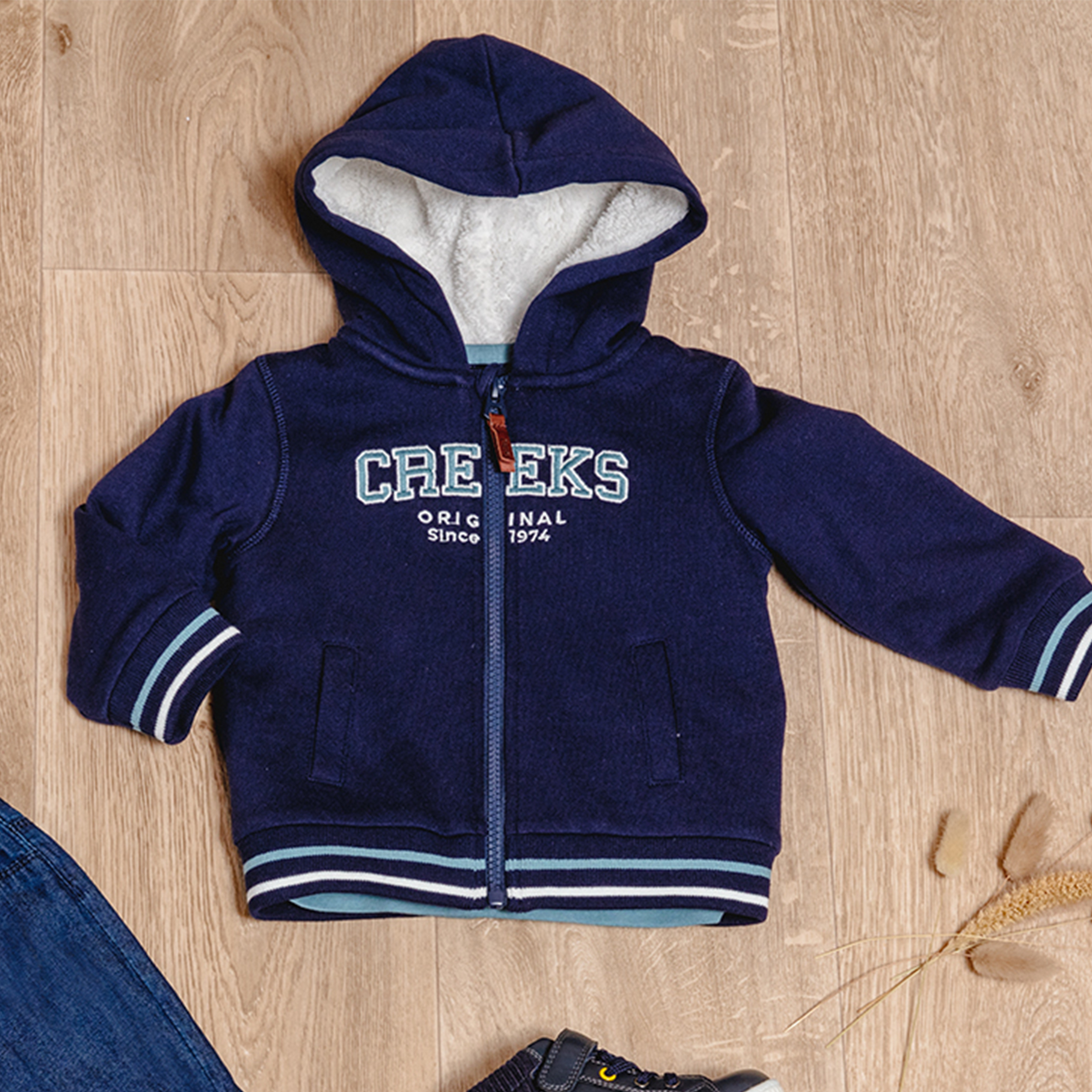 Gilet zippé à capuche Creeks bleu marine bébé garçon | La Halle