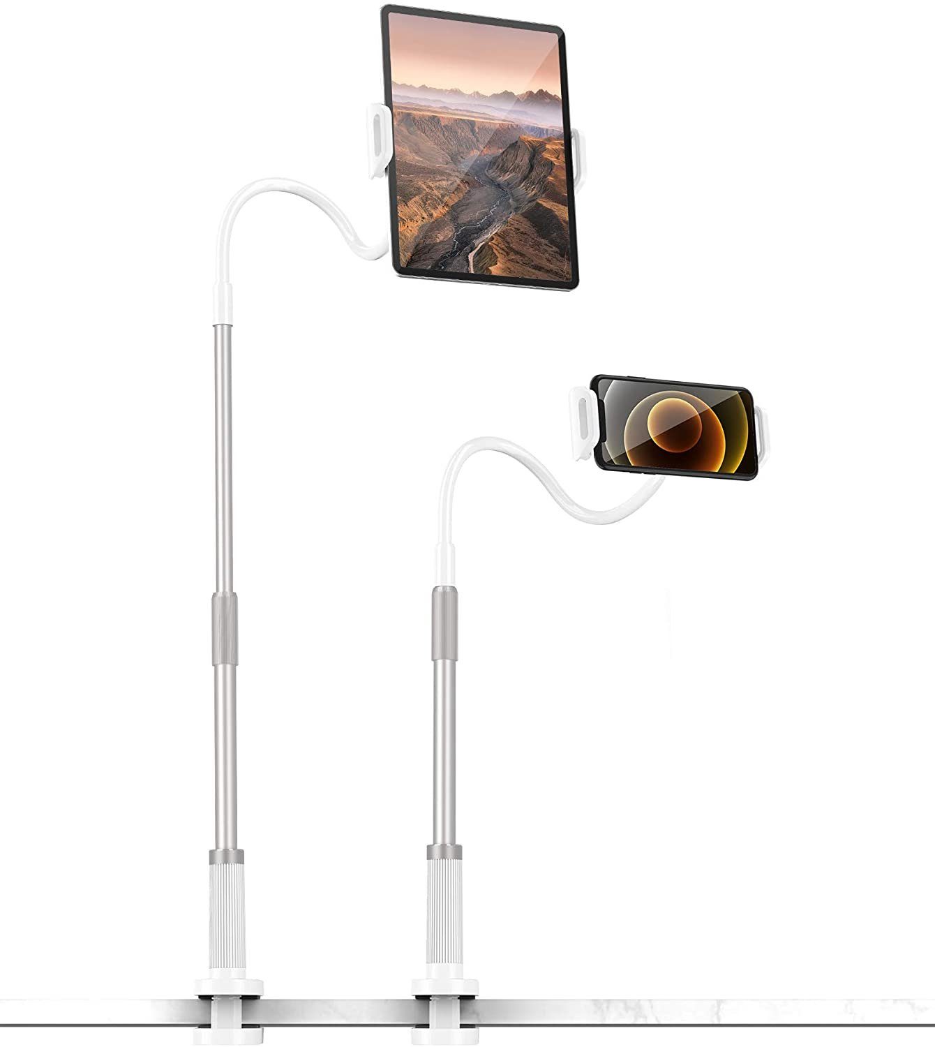vokarala VOKARALA Schwanenhals Tablet Halterung, Tablet Halter - Verstellbare Arm Tablet Ständer für iPad Air, Neu iPad Pro, Mini, iPhone, E-Reader und weitere 4 bis 11 Zoll Geräte Tablet-Halterung