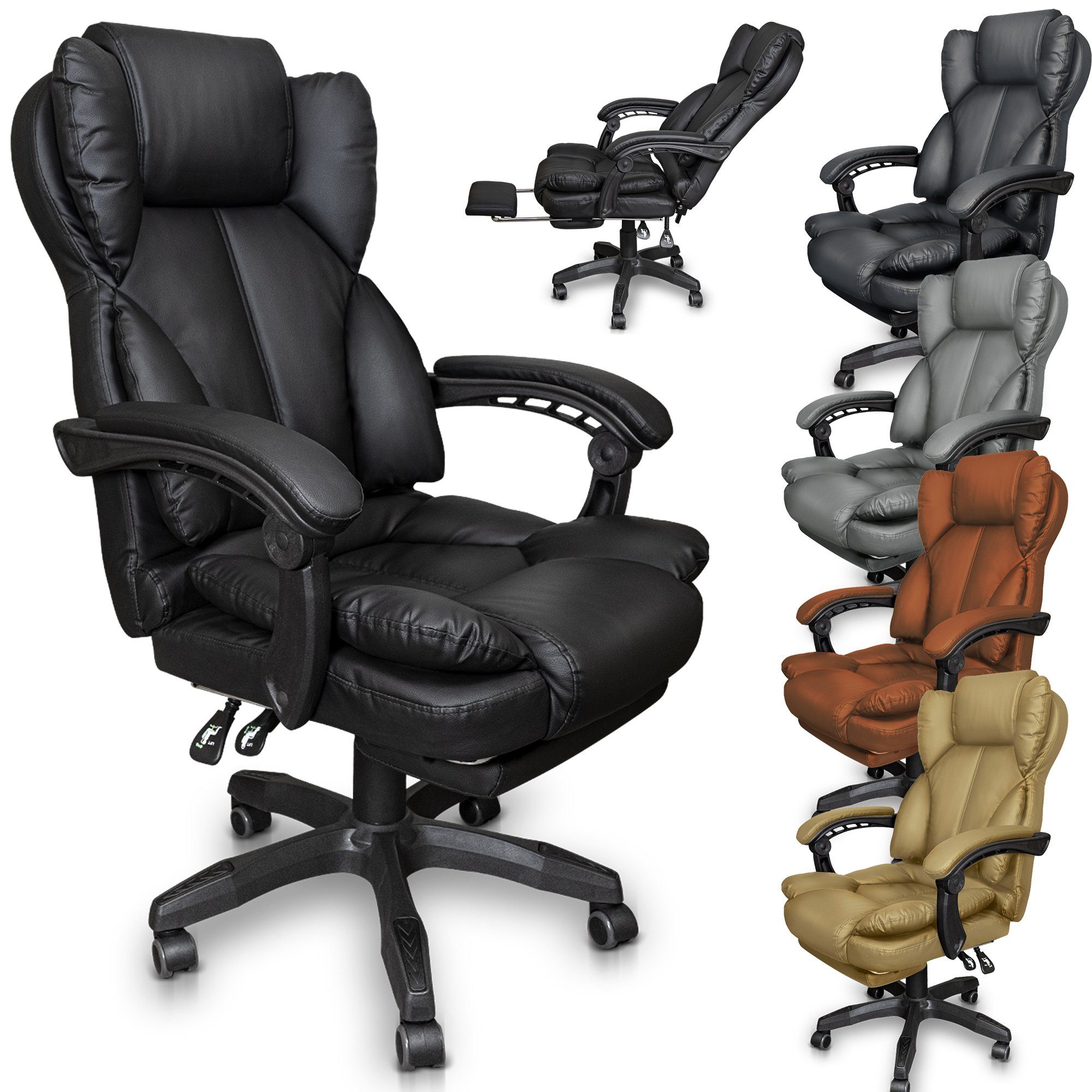 TRISENS Chefsessel Rafael (1 Stück), Bürostuhl mit extra Polsterung Home Office Chair im Lederoptik-Design
