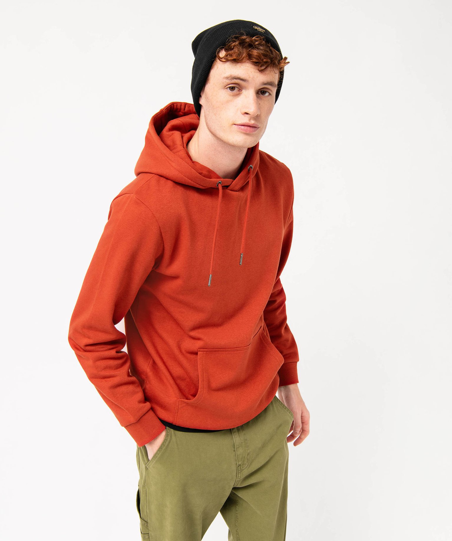 Sweat homme à capuche intérieur molletonné rouge fonce | GEMO
