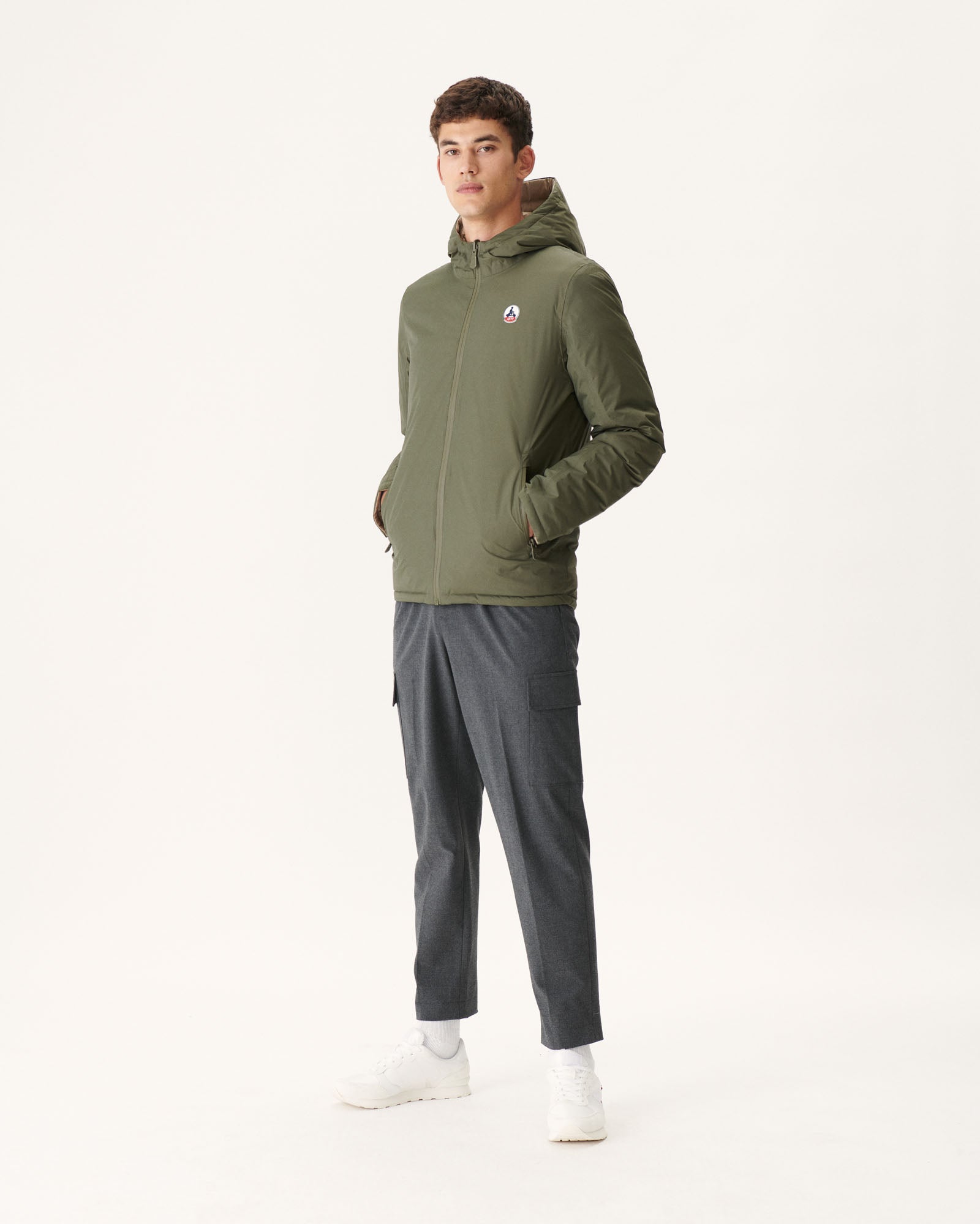 Doudoune réversible à capuche Army/Beige Bergen