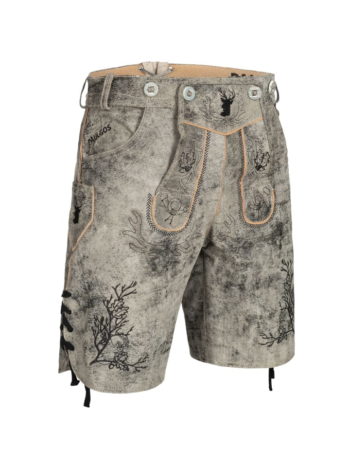 PAULGOS Lederhose Kurz Echtleder HK3 ANTIK in Mitternachtsgrau günstig kaufen