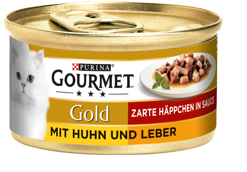 GOURMET Nassfutter GOURMET Gold Zarte Häppchen 12x85g Huhn & Leber