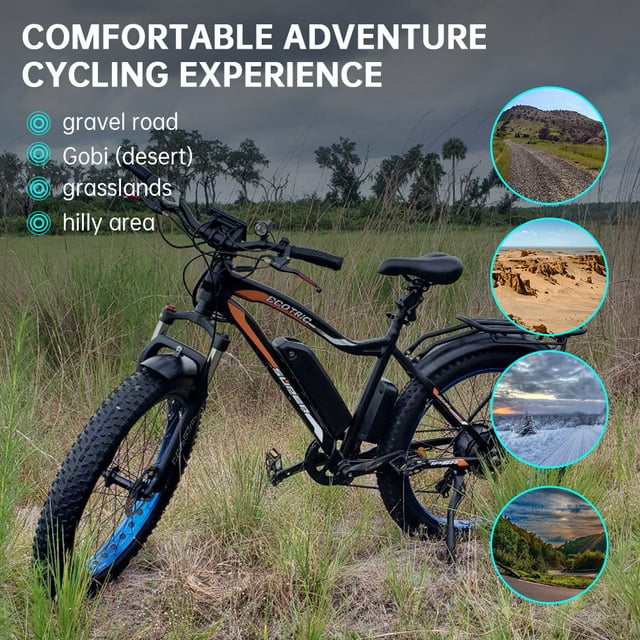 Ecotric 26 Inch Fat Tire Electric Bicycle Powerful 500 W Motor 36 V/12.5 Ah Removable Lithium Battery Beach Snow Shock Absorption Mountain for Adults