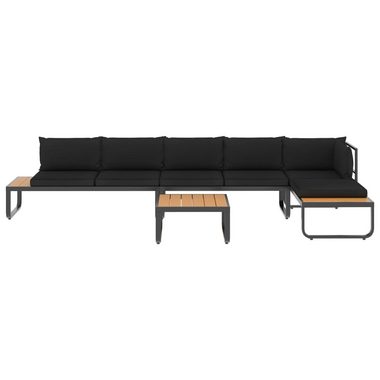 vidaXL Loungesofa 4-tlg. Garten-Ecksofa-Set mit Auflagen Aluminium und WPC, 1 Teile