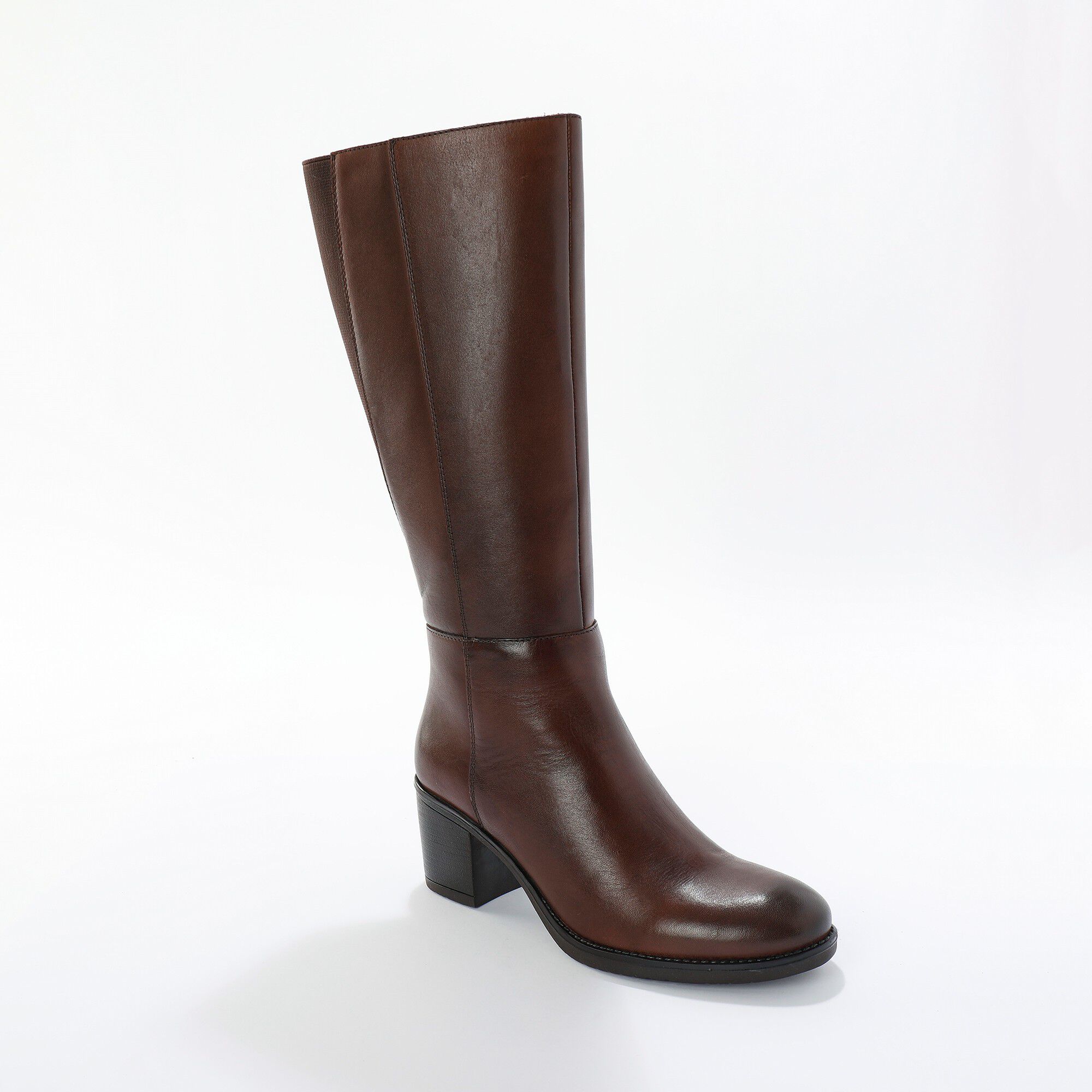 Bottes montantes à talons en cuir