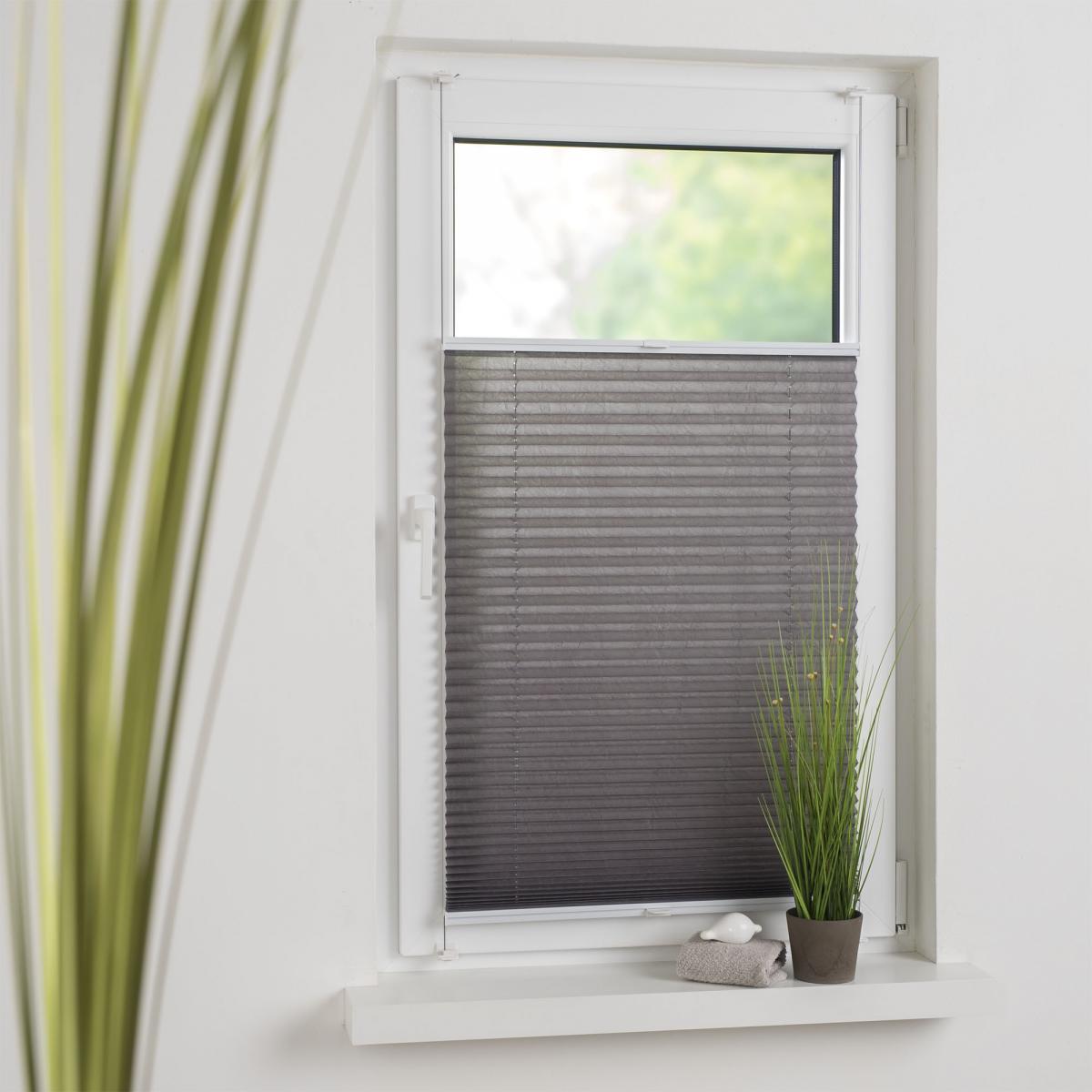 Bella Casa Klemmfix Plissee verspannt 60 x 150 cm grau