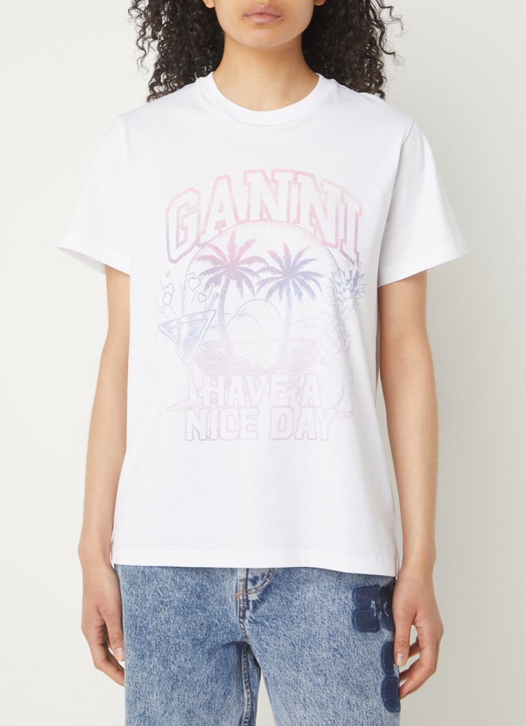 T-shirt Ganni in cotone biologico con logo stampato