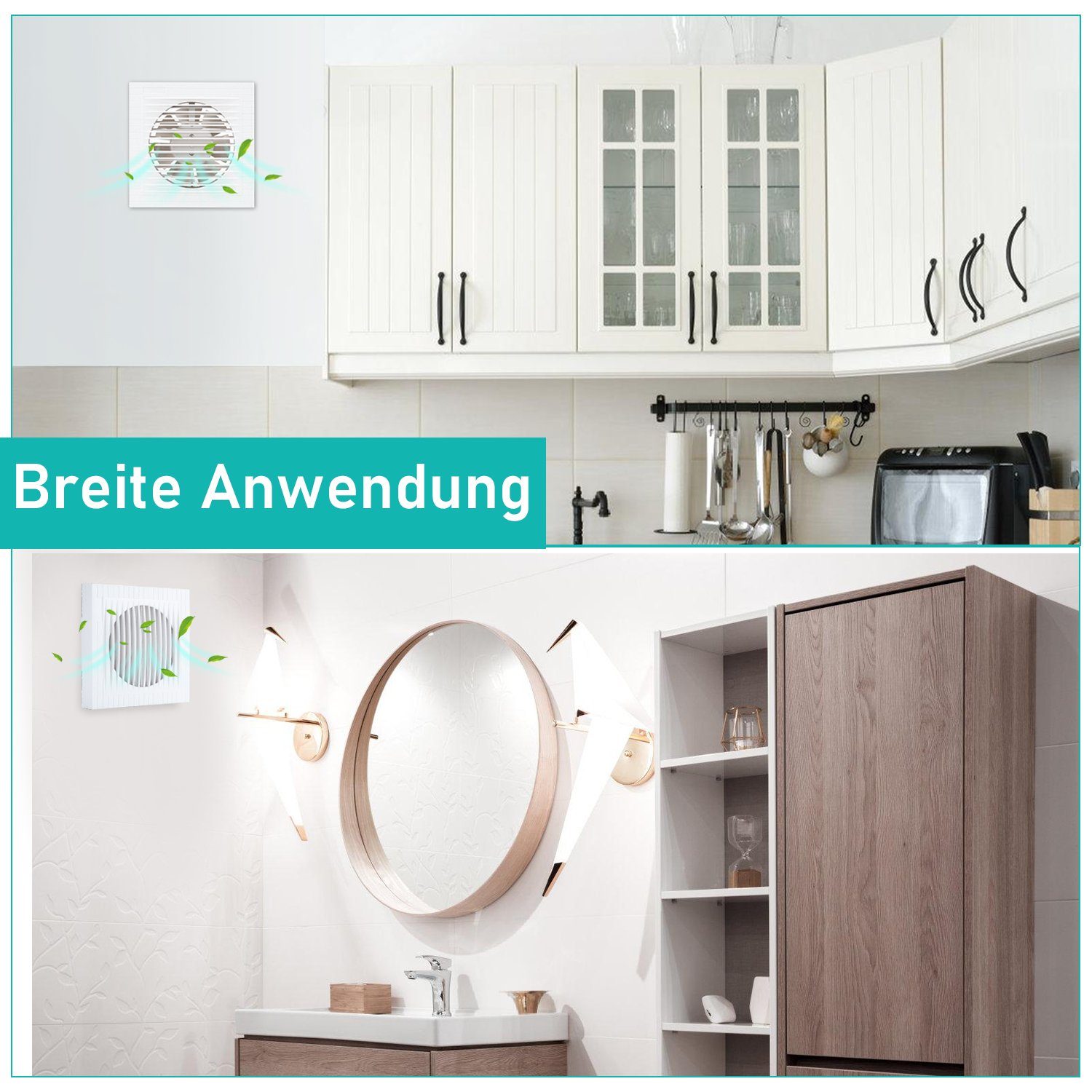 Yakimz Wandventilator Badlüfter 100mm Ventilator Standard Wandlüfter Mit Rückflussleitblech