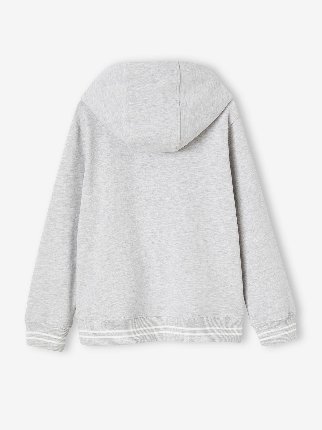 Sweat zippé à capuche sport garçon. gris chiné