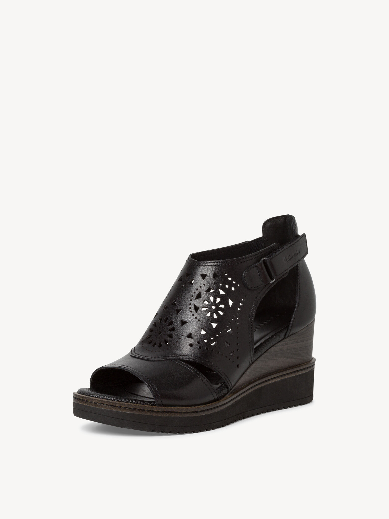 Sandale à talon en cuir - noir