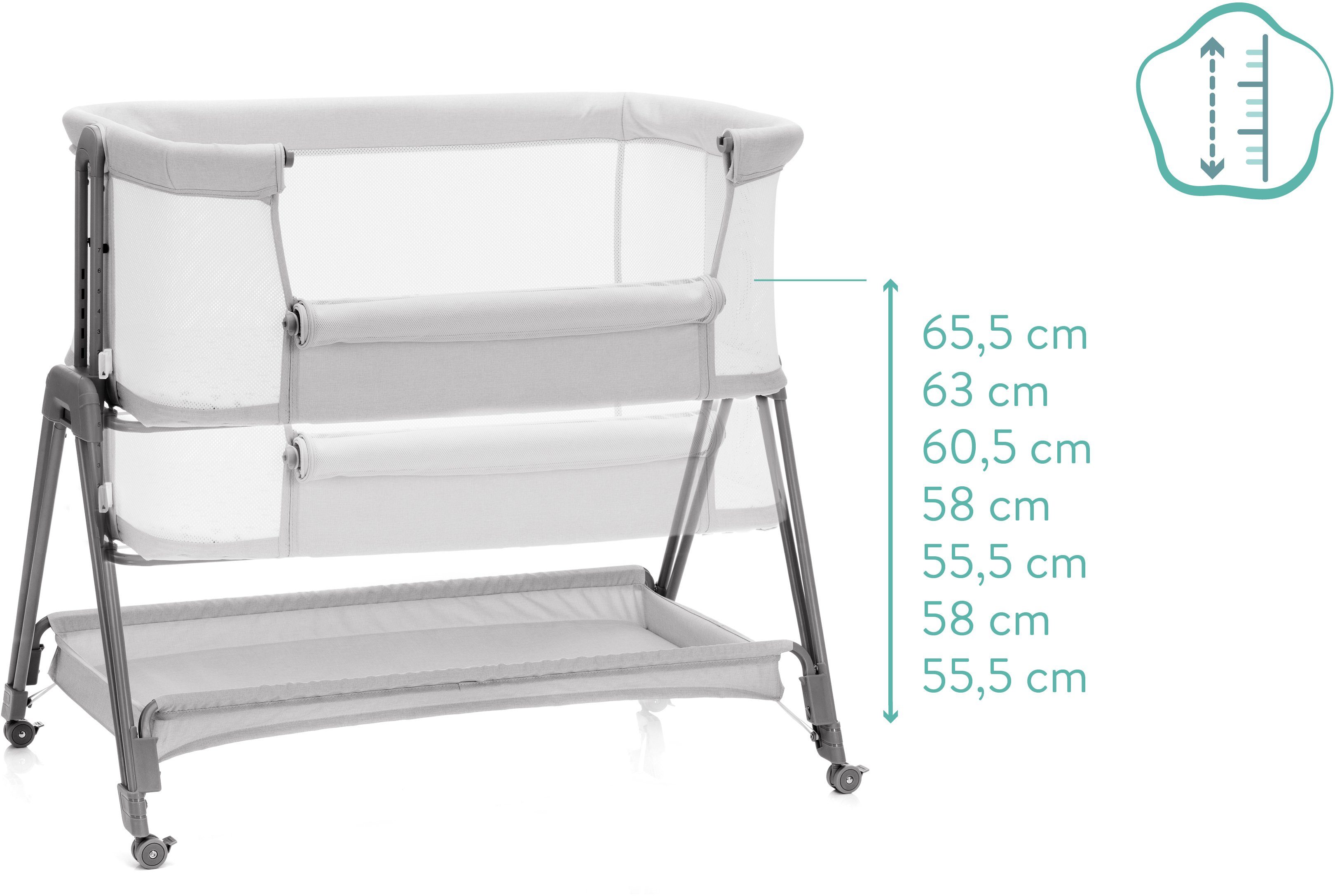 Fillikid Beistellbett Dream, stone, mit Reisetasche und Matratze