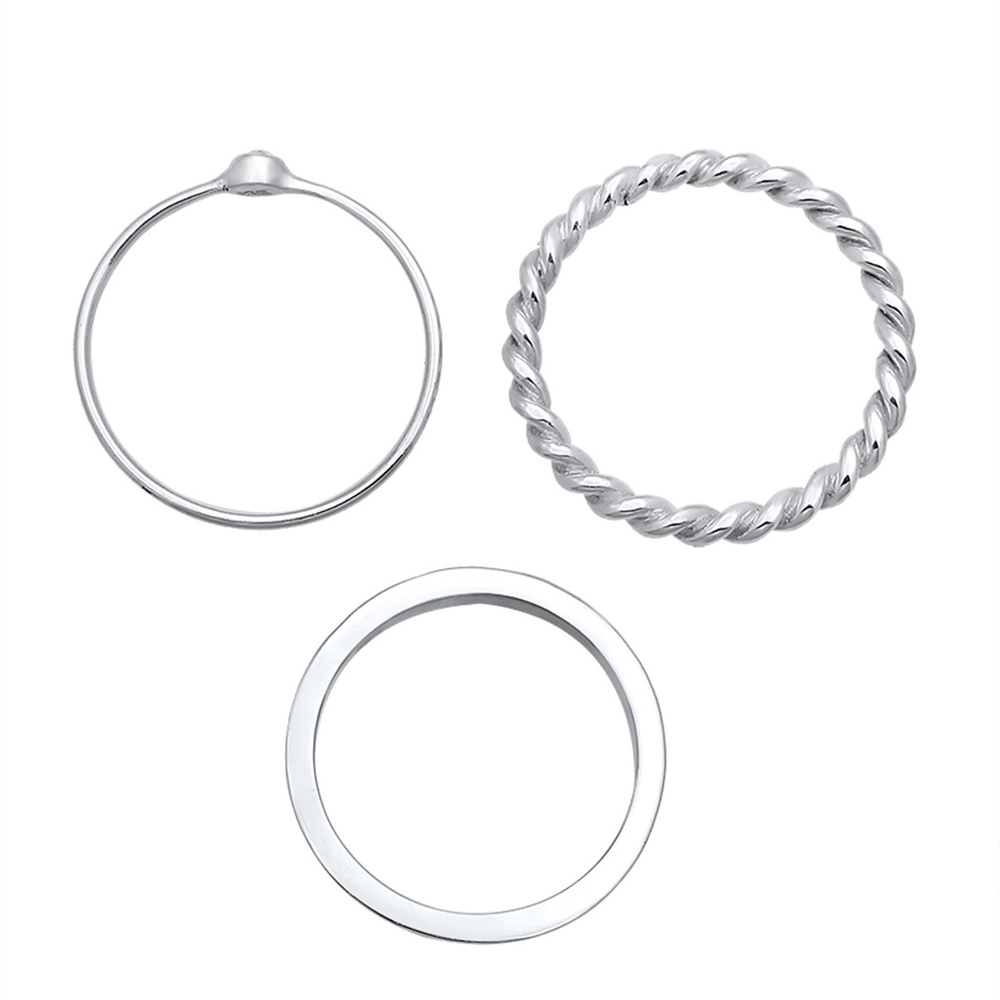 Elli Elli Bague Femmes Set Solitaire Basic Torsadé avec Cristal en argent sterling 925 Bague
