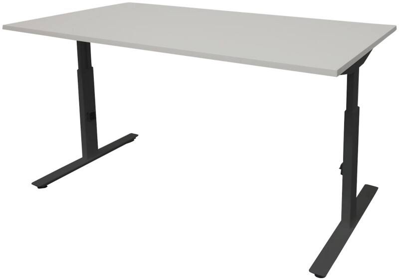 Schaffenburg Höhenverstellbar Sitz-Stehschreibtisch Rechteckig Holz Schwarz T-Fuß 1.600 x 800 x 855 mm
