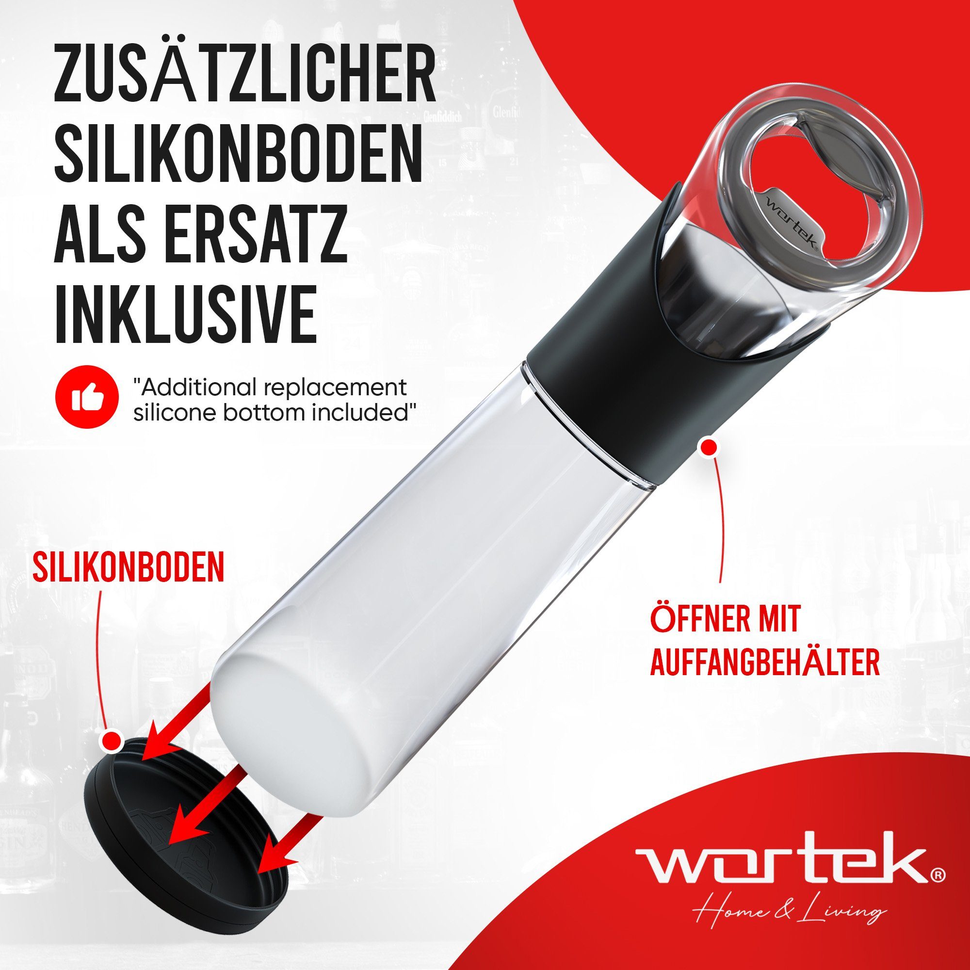 wortek Flaschenöffner Getränkeöffner mit Auffangbehälter Bieröffner (Set, 2-tlg), Geschenk für Männer und Bierliebhaber Biergeschenk