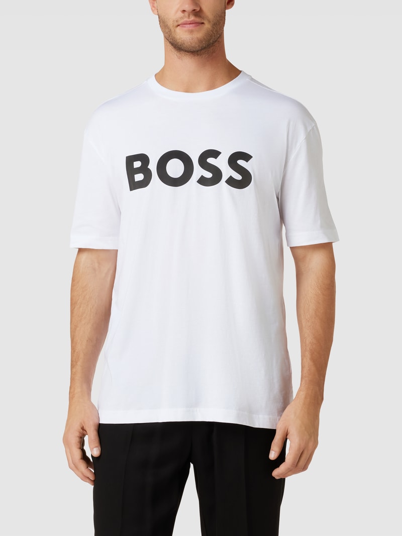 T-Shirt mit Label-Print in weiß