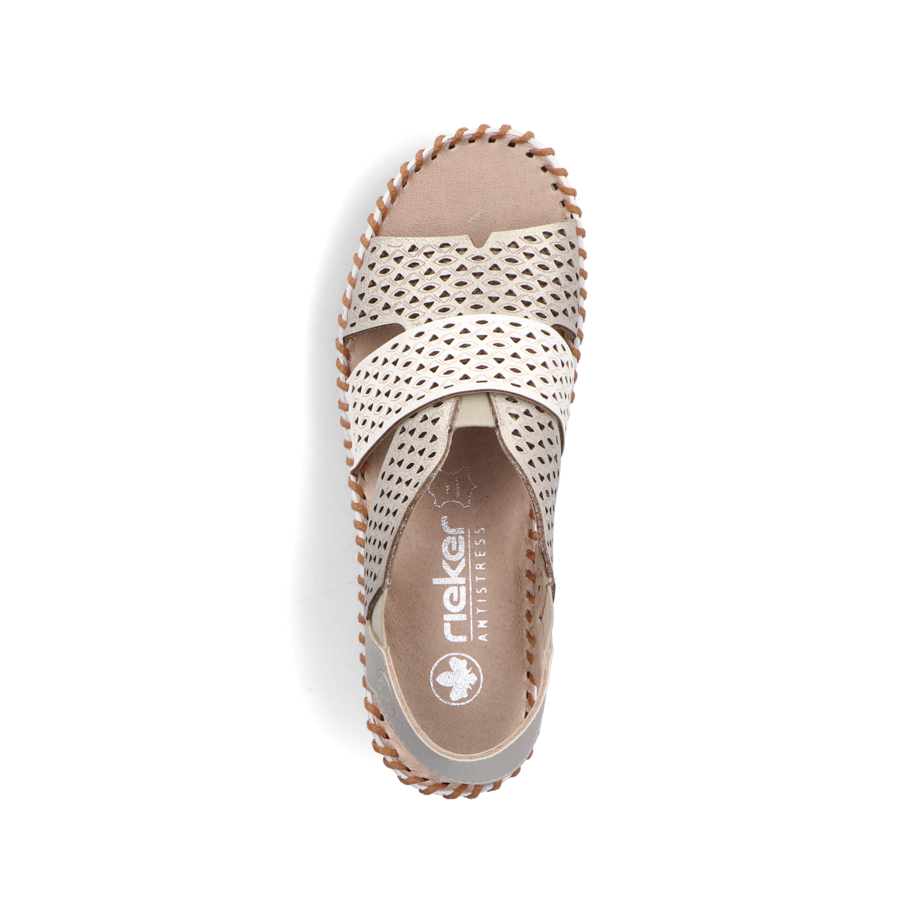 Rieker Damen Keilsandaletten metallic-perlweiss