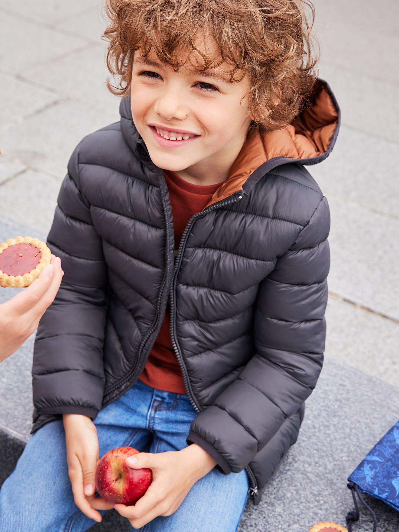 Vertbaudet Jungen Light-Steppjacke mit Wattierung aus Recycling-Polyester - dunkelgrau