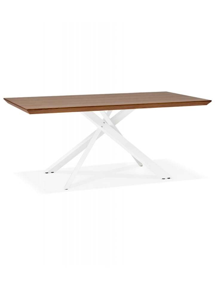 KADIMA DESIGN Esstisch aus Massivem Walnussholz mit X-förmigem Metallgestell in Braun-Weiß günstig kaufen onesize