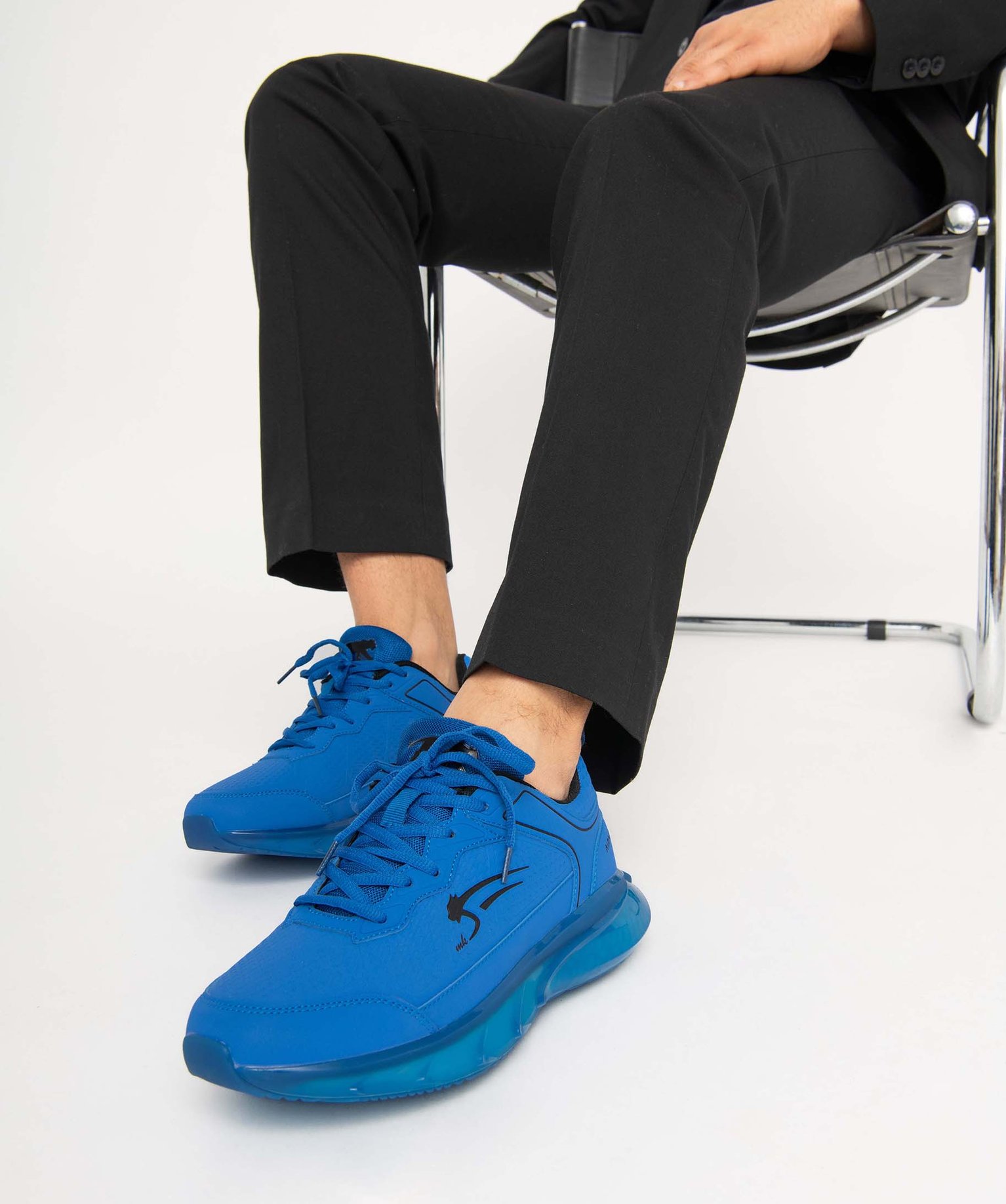 Baskets homme running dessus mat uni - Airness bleu | GEMO