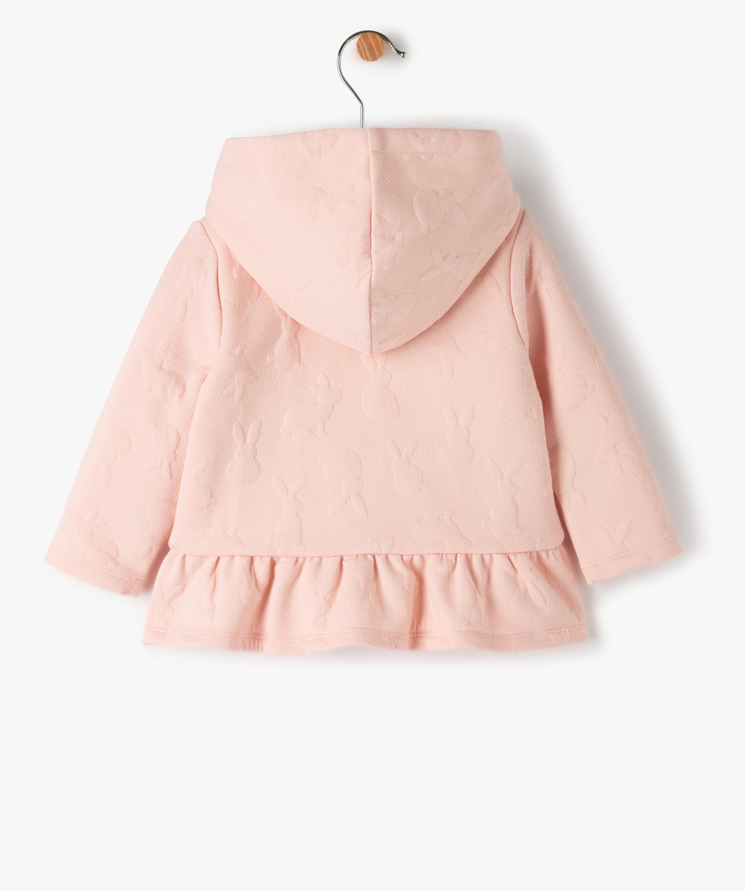 Sweat bébé fille à capuche fermeture zippé doublé peluche rose | GEMO