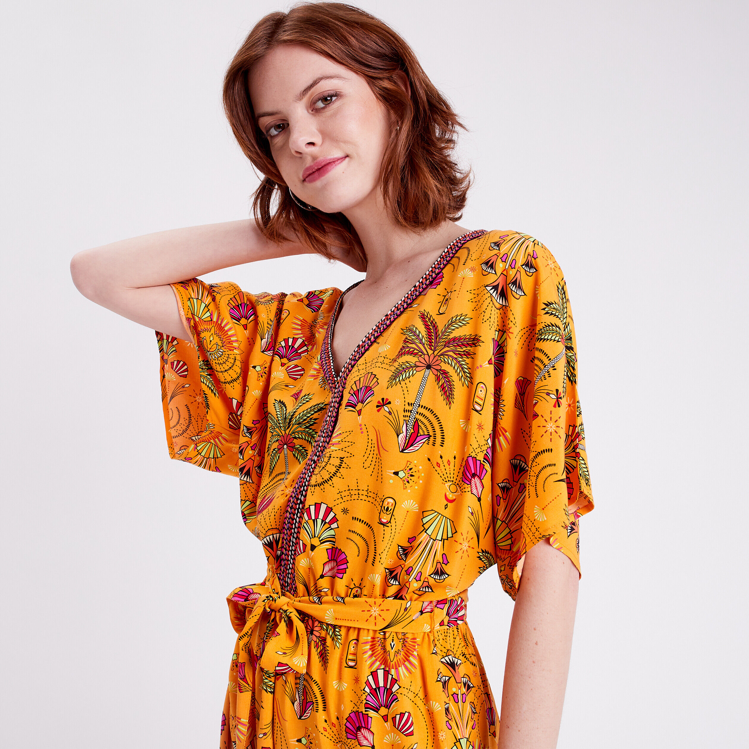 Combishort bandes tressées orange femme | Cache Cache