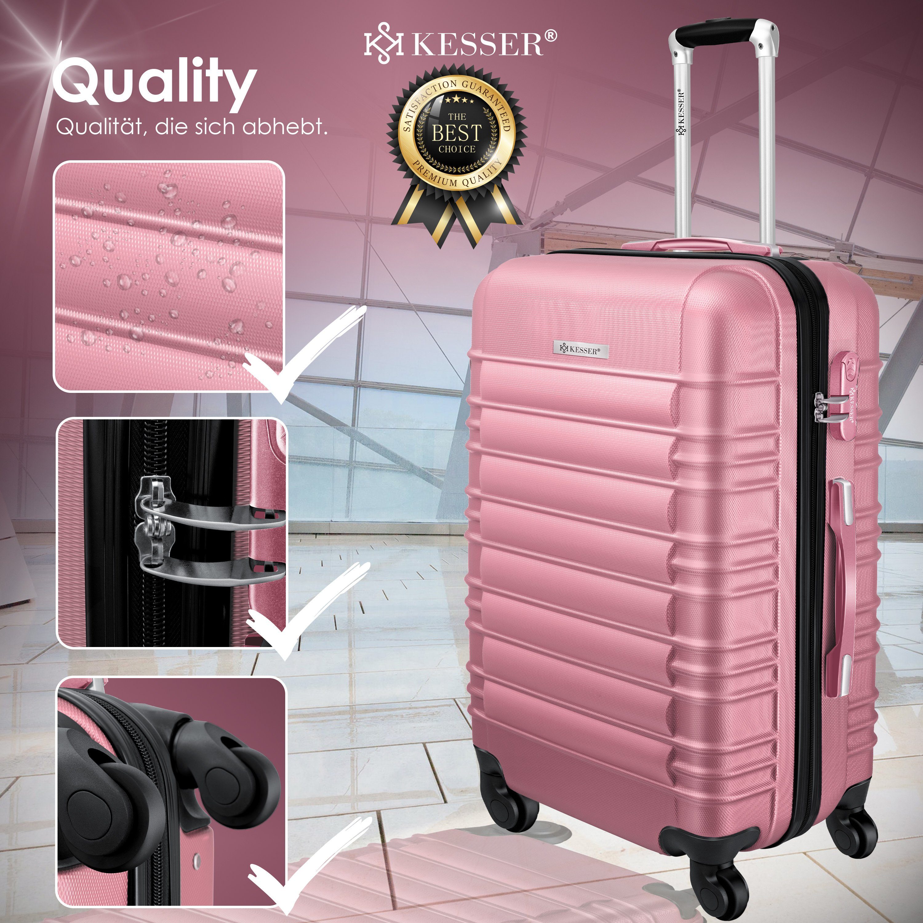 KESSER Kofferset, 4 Rollen, (3 tlg), 3tlg. Hartschalenkofferset Hartschalenkoffer Reisekoffer Set