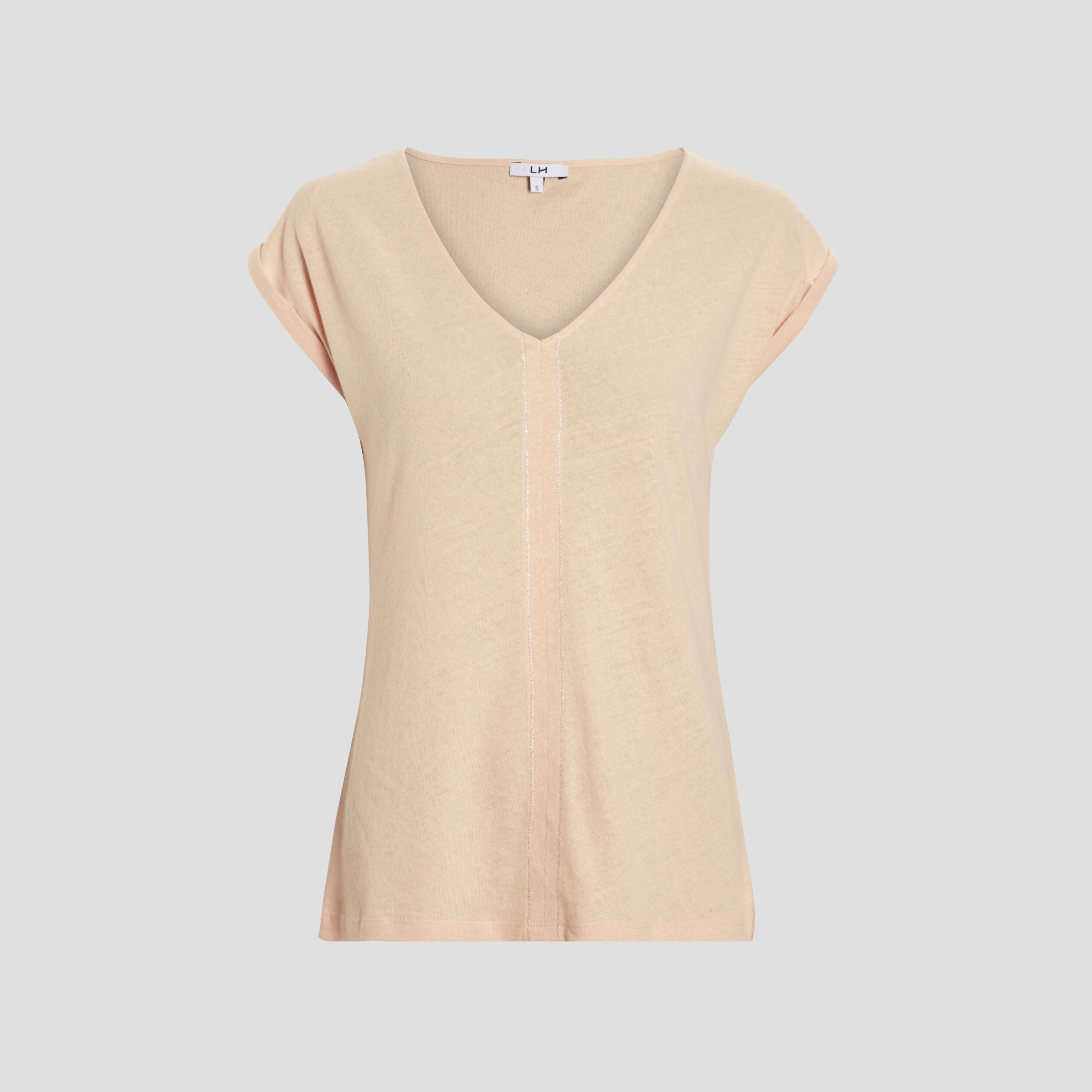T-shirt en lin manches courtes rose poudrée femme | La Halle