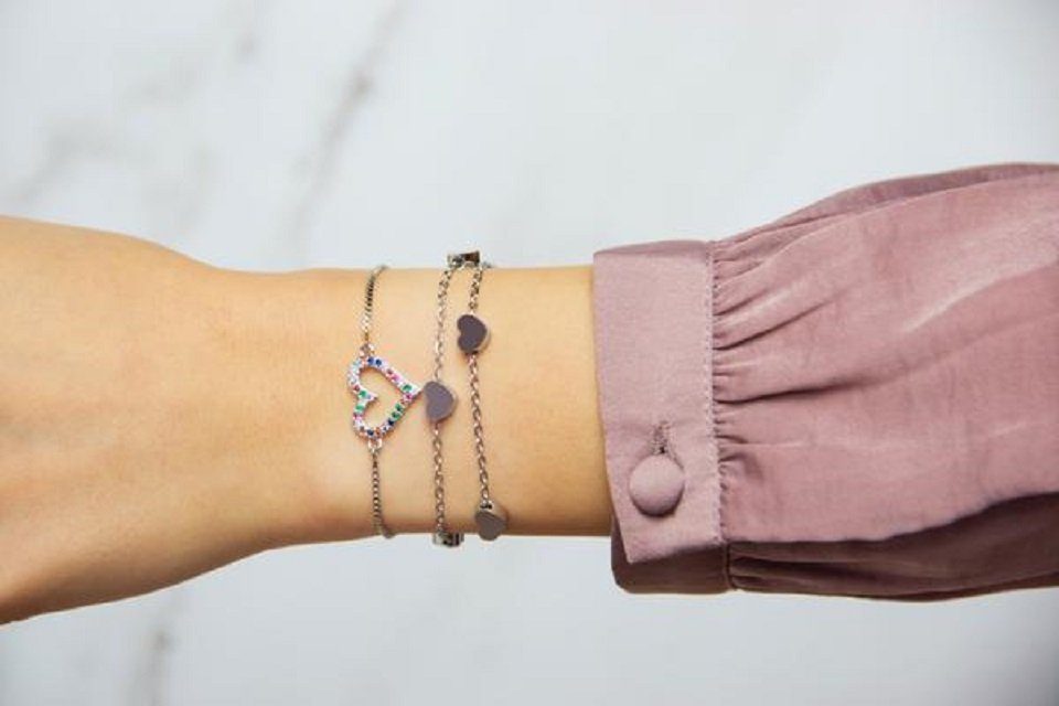 ENGELSINN Armband Schmuck Edelstahl Herzen Silber inkl. Geschenkbox (1-tlg)