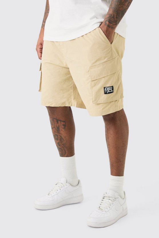 Plus Ofcl Nylon Cargo-Shorts mit elastischem Bund