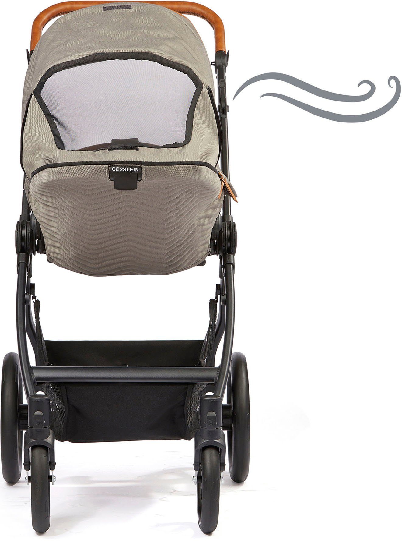 Gesslein Kombi-Kinderwagen FX4 Soft+ mit Aufsatz Style, moos/tabak, mit Babywanne C3 und Babyschalenadapter