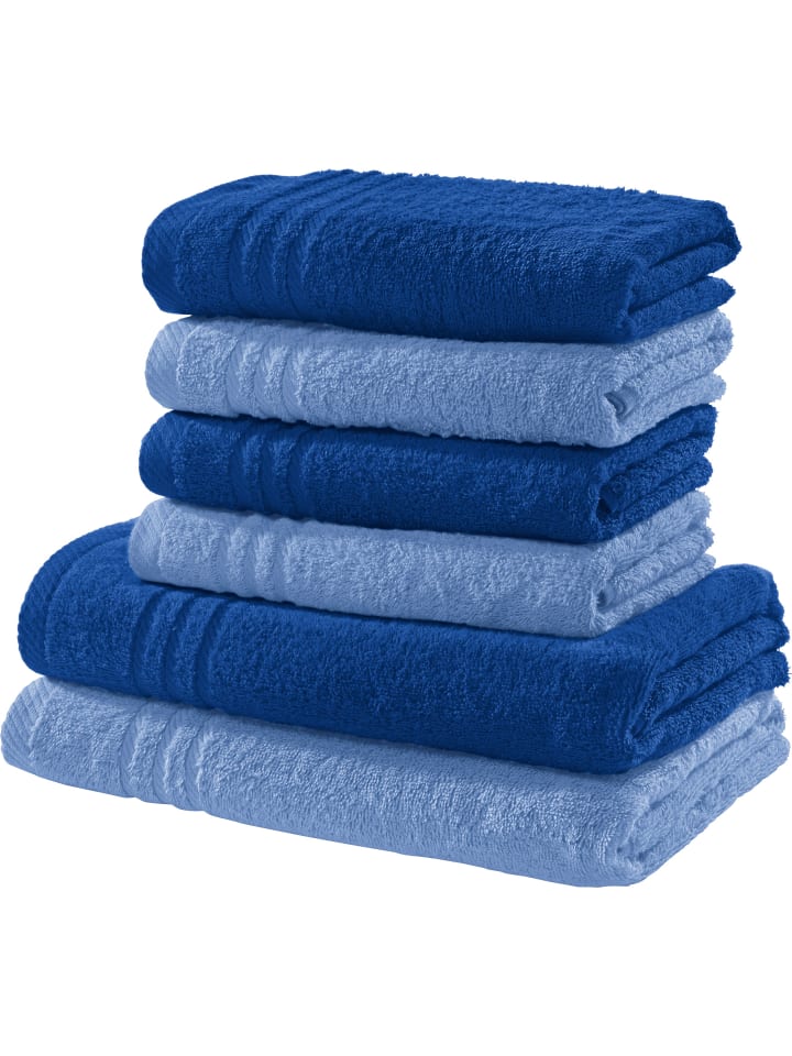REDBEST Frottier Frottier-Set 2-farbig 6-tlg. New York in hellblau-royalblau günstig kaufen onesize