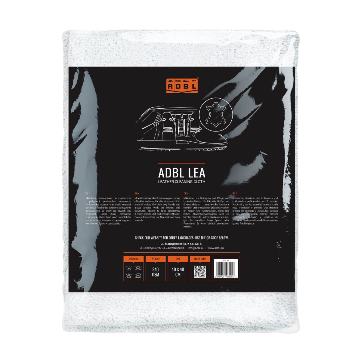 ADBL Lea Leder-Reinigungstuch 340GSM 40×40