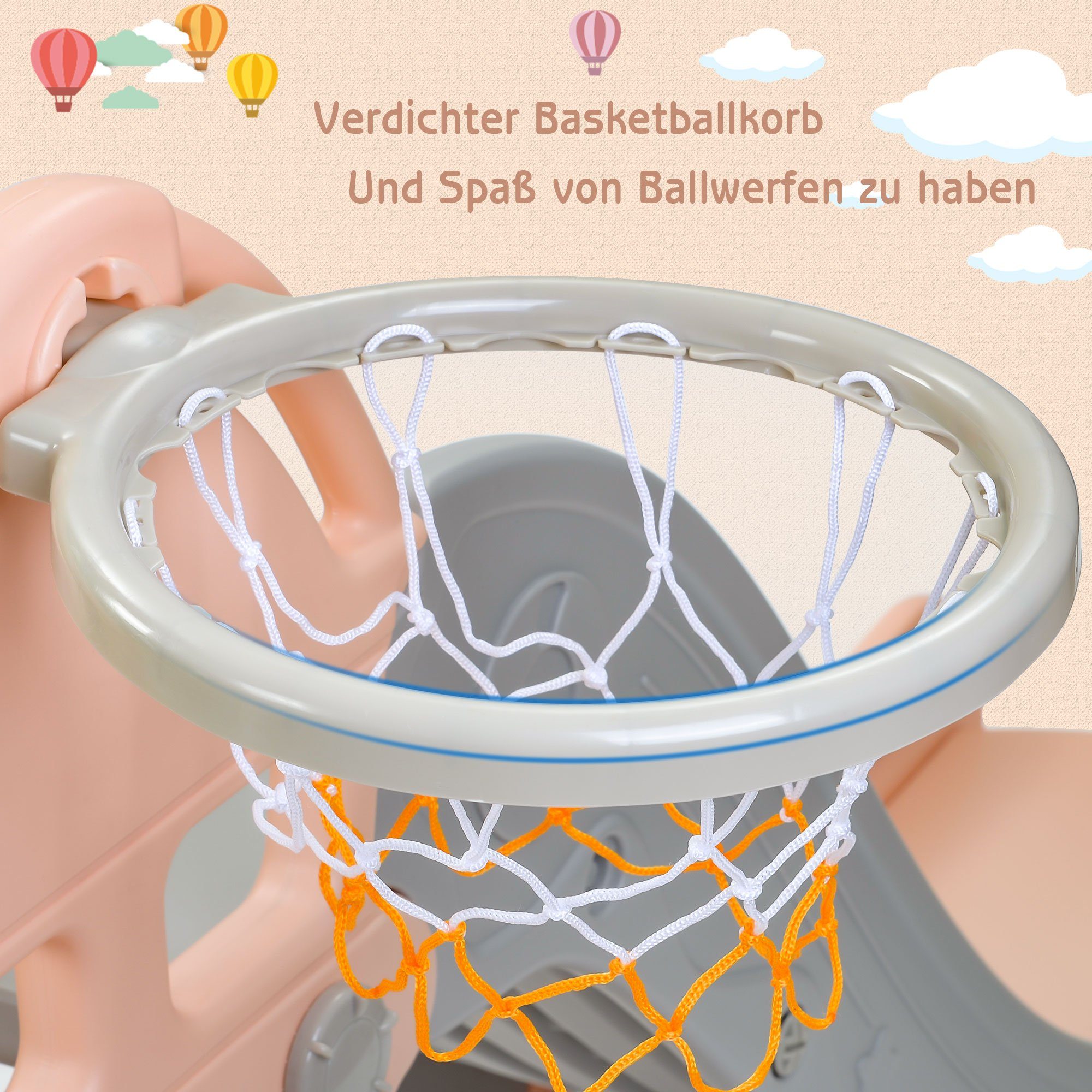 HAUSS SPLOE Indoor-Rutsche Rutsche 5-in-1 Kinderrutsche Rutsche & Kletterspielzeug, (Schaukel Rutsche Gartenrutsche + Basketballkorb Fußballtor Kletterturm), mit Rutschbahn für 2-8 Jahre Kinder Indoor & Outdoor