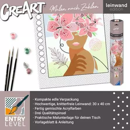 CreArt Leinwand Gedankenblumen - Malen nach Zahlen für Erwachsene