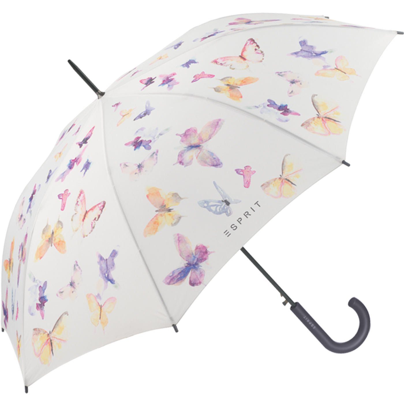 Esprit Langregenschirm Damen-Regenschirm Long - Butterfly Dance, groß-stabil
