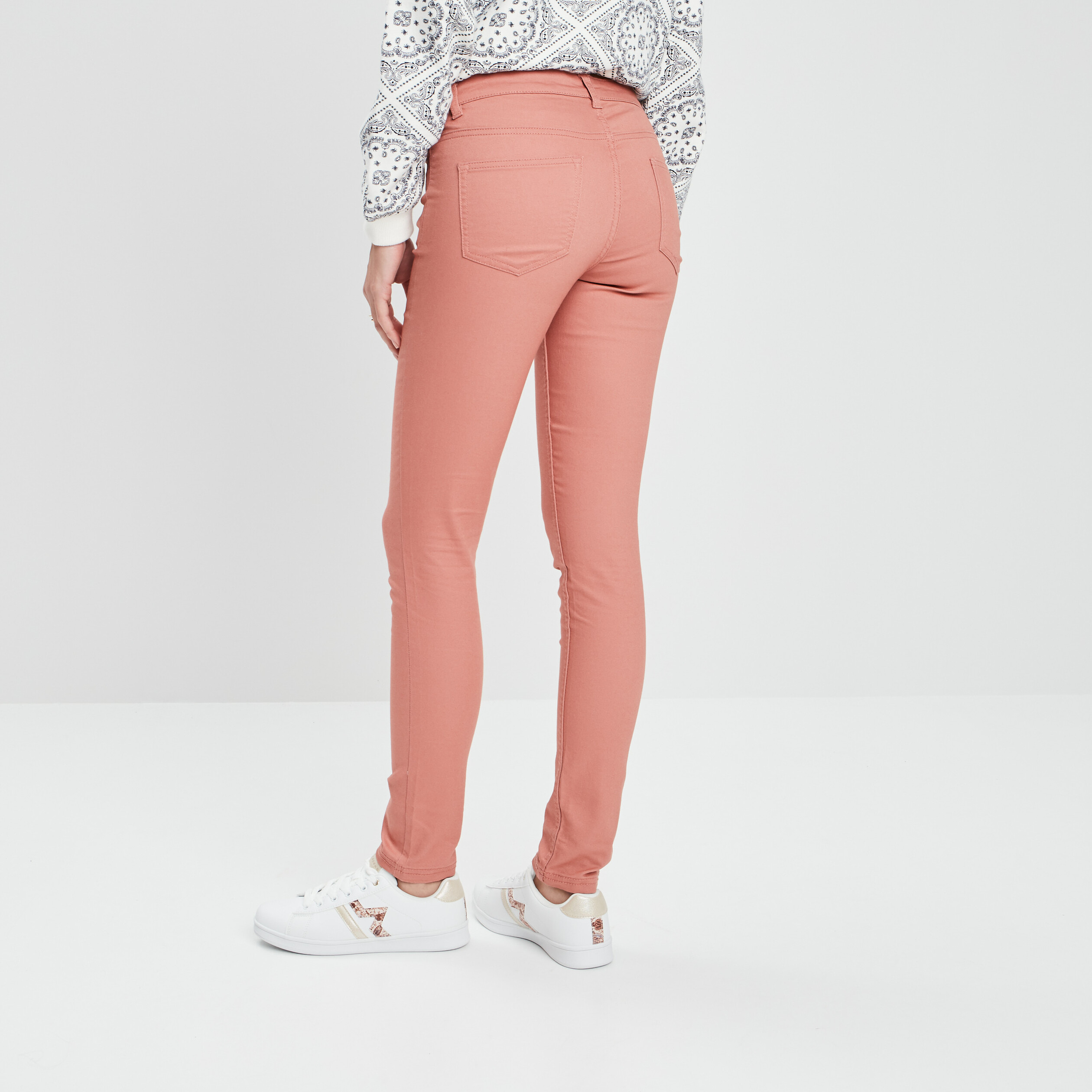 Pantalon slim taille normale terracotta femme | La Halle