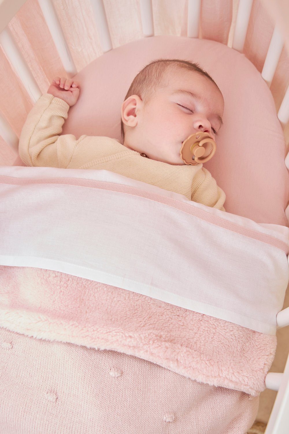 Babydecke Mini Knots teddy Soft Pink, Meyco Baby, 75x100cm