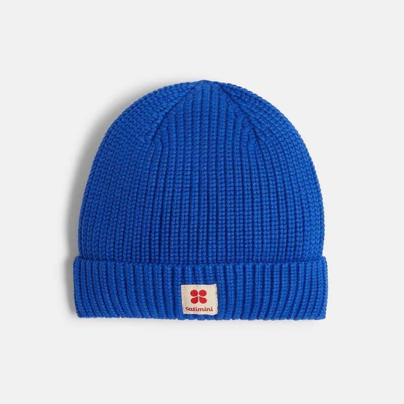 Bonnet bébé en maille tricot bleu azulejos Catimini