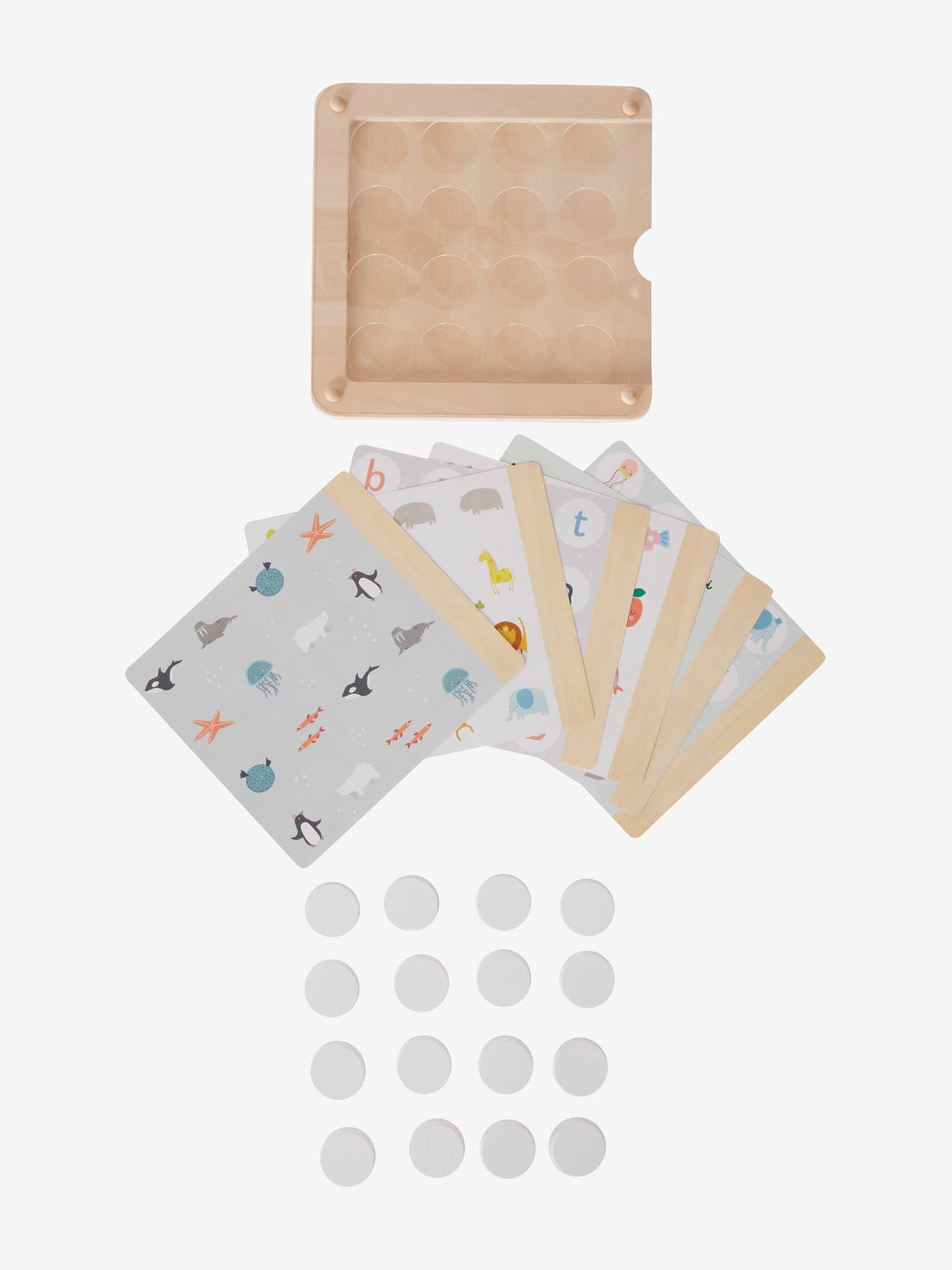 Jeu de Mémo sur plateau évolutif en bois FSC® blanc