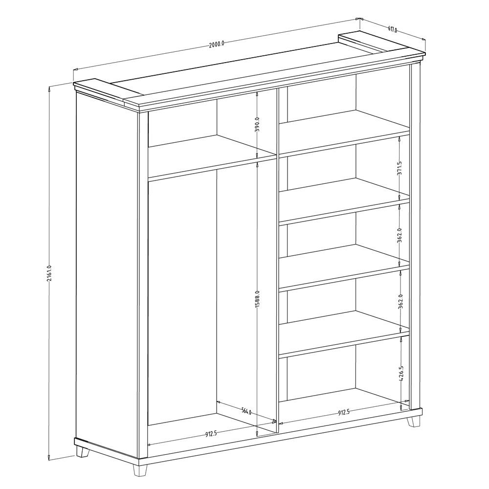 Lomadox Schlafzimmer-Set EPSOM-83, (Spar-Set, 5-St), grün Abisko Esche Nb. mit Lefkas Eiche Nb., Landhausstil