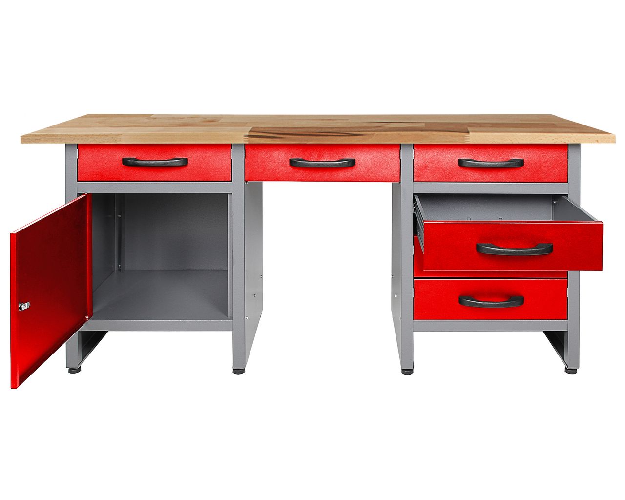 Ondis24 Werkstatt Set Harry 160 cm 1 Schrank LED rot