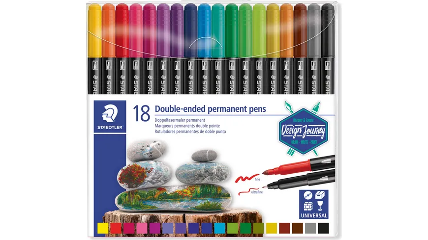 STAEDTLER Doppelfasermaler Duo - Office Etui mit 18 Farben