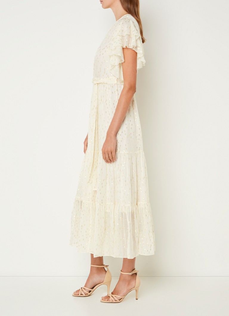 Robe longue LKBennett Liv en mélange de soie avec lurex et ceinture à nœud