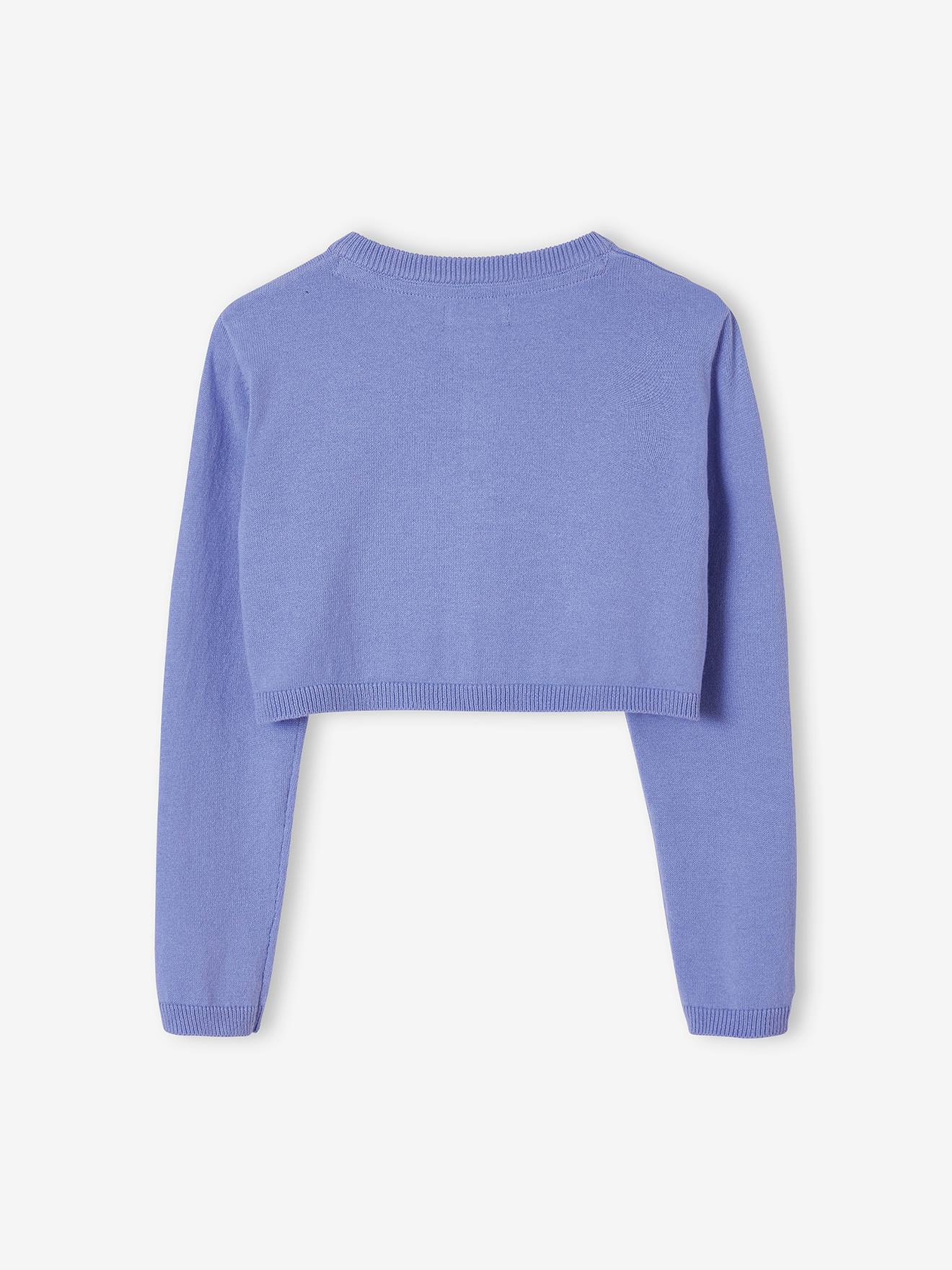 Gilet boléro Basics fille broderie coeur irisée lavande