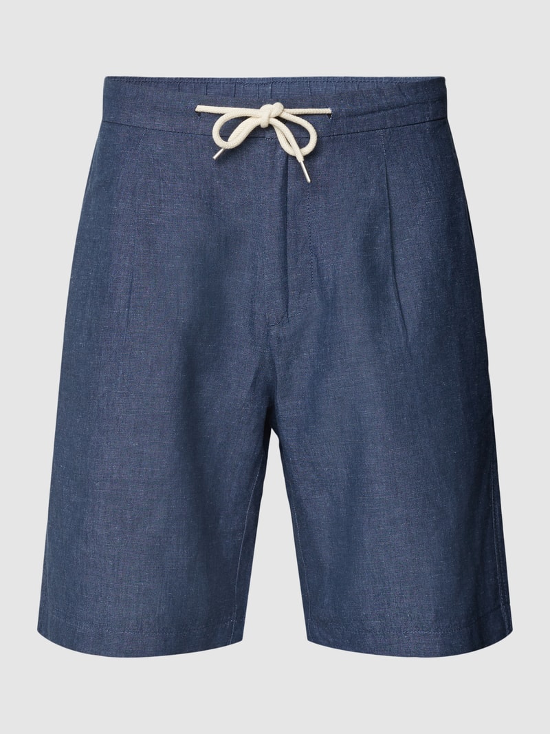 Shorts mit Bundfalten Modell 'alfonso' in marineblau