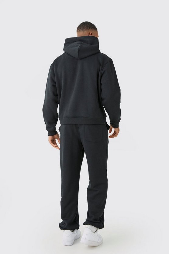 Oversize Trainingsanzug mit Kapuze und Man-Print