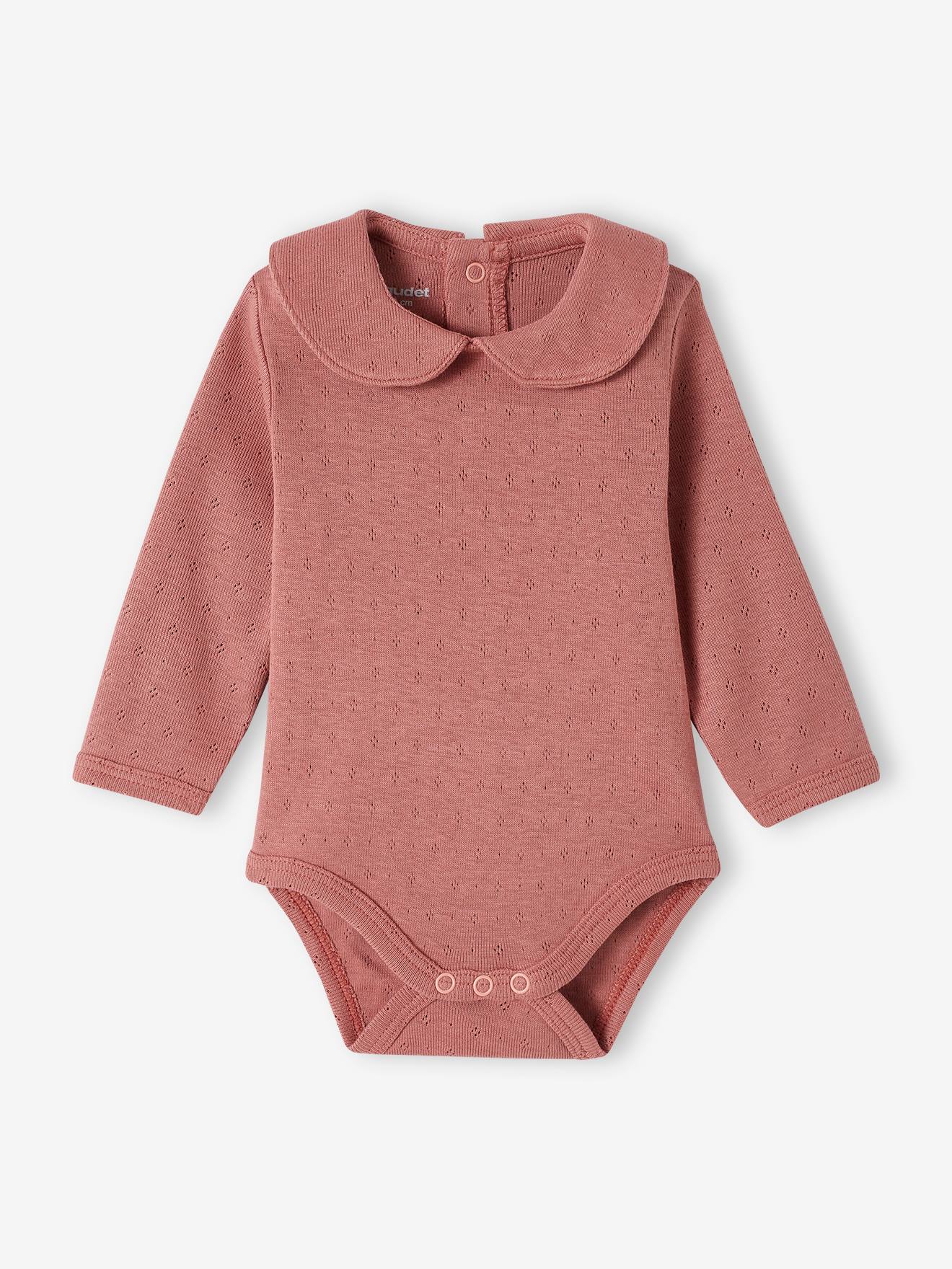 Vertbaudet 2er-Pack Mädchen Baby Bodys, lange Ärmel Oeko-Tex - altrosa