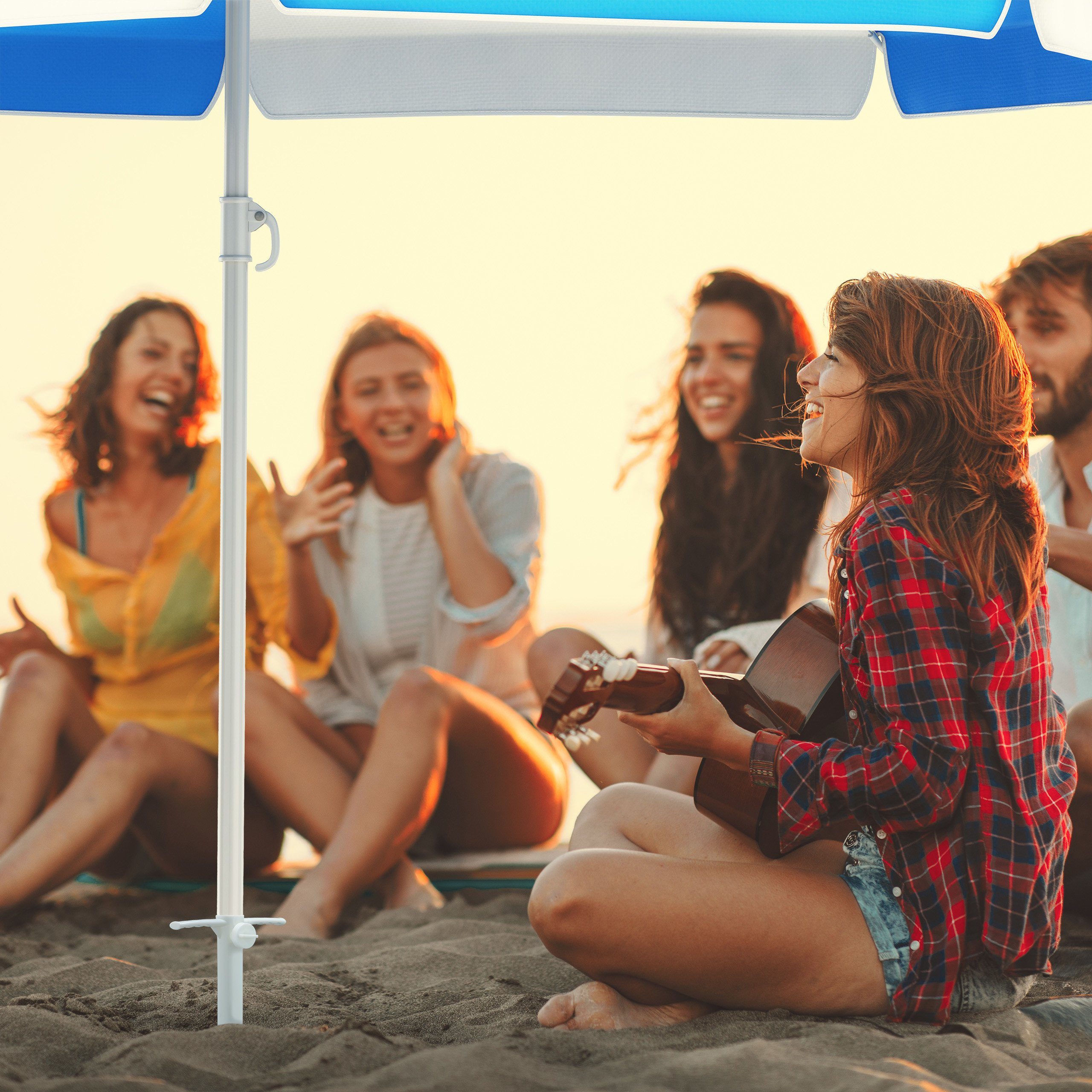 relaxdays Schirmhalter Bodenhülse für Sonnenschirm weiß