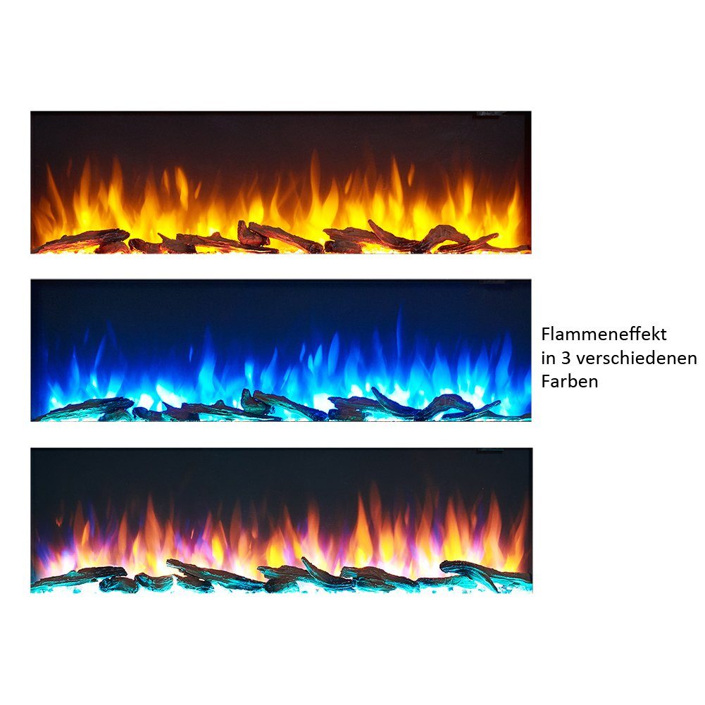 RICHEN Elektrokamin Nikos, Standkamin mit Heizung 2000W, 3D-Flammeneffekt, LED-Beleuchtung, Fernbedienung, Timer, Thermostat